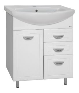 Напольная тумба под раковину Misty Дрея 65см с бельевой корзиной белый